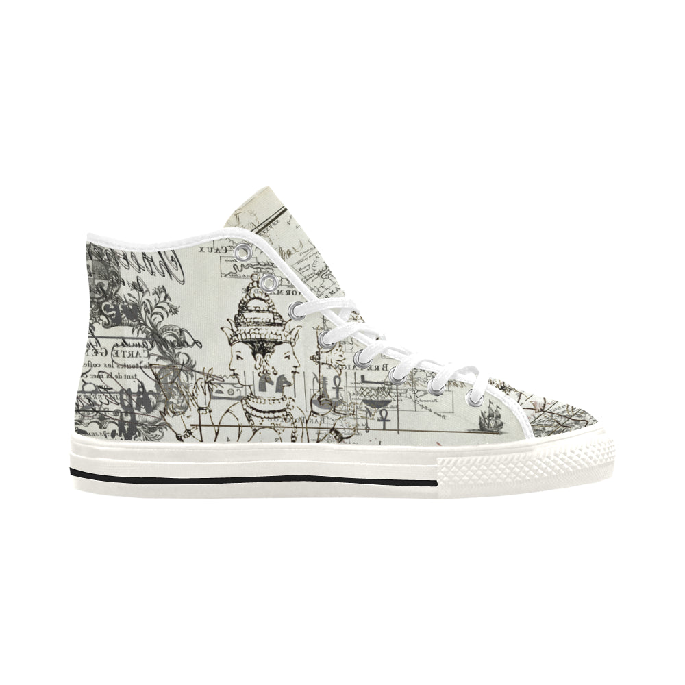 MAP AND SOME ILLUSTRATIONS Women's All Over Print Canvas Sneakers