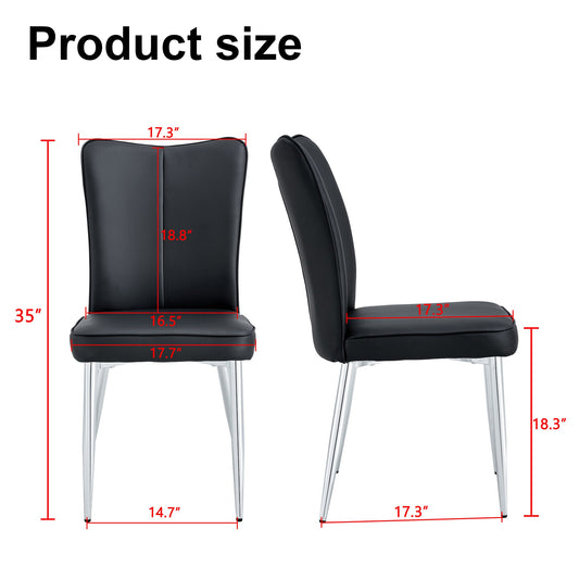 Modern Minimalist Dining Chairs with PU Leather Curved Backrest and
