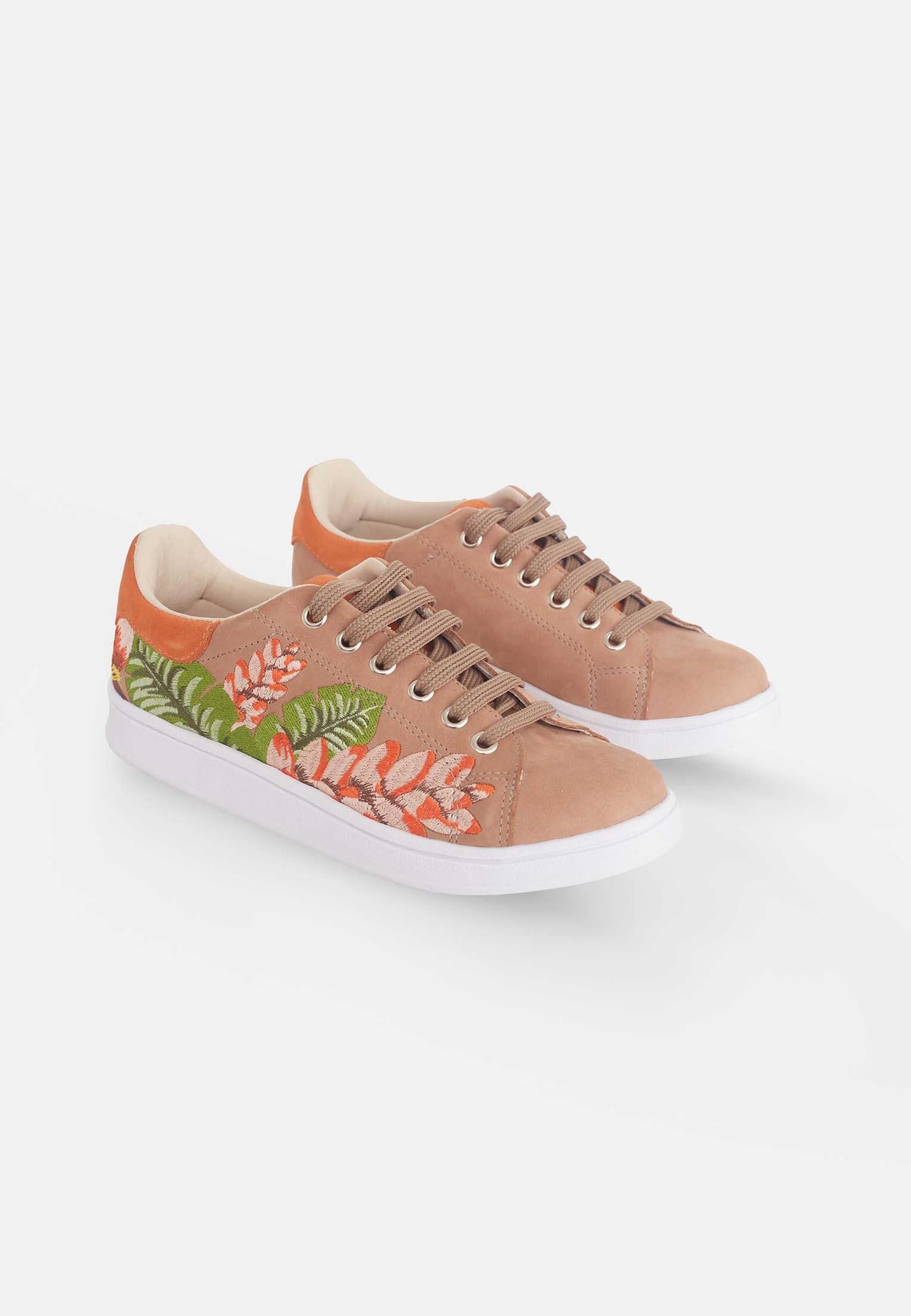 Floral Embroidered Suede Sneakers for Women